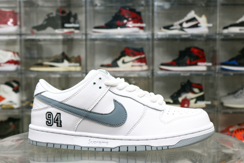 Nike SB Dunk Low Supreme 94 White Metallic Silver