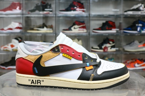 Off-White x Travis Scott x Union LA x Air Jordan 1 Low Black Whirt  Red