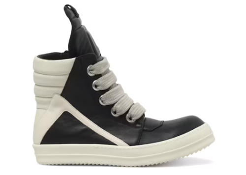R!ck Owens Strobe Geobasket Thick Shoelaces High Black Milk