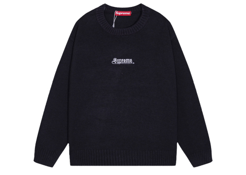 Supreme Embroidered Letter Logo Crewneck Wool Knit Sweater